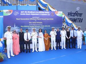 Indian Navy’s Next-Generation Offshore Patrol Vessel ‘Sanghmitra’ Launched at GRSE Kolkata